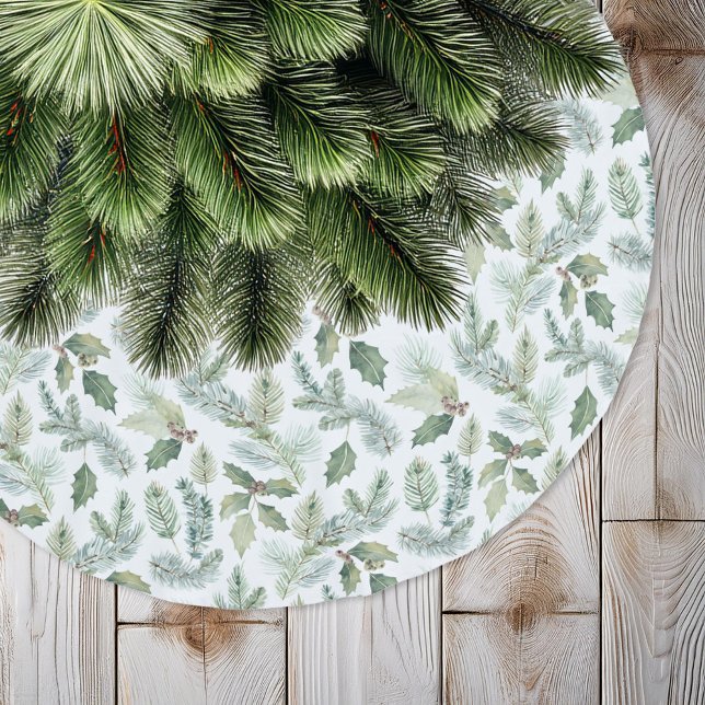 Modern Floral Christmas Brushed Polyester Tree Skirt (Creator Uploaded)