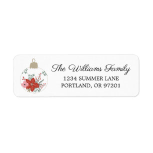  Modern Floral Christmas Ornament Return Address