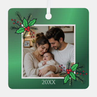 Modern Floral Christmas Photo Frame Metal Tree Decoration