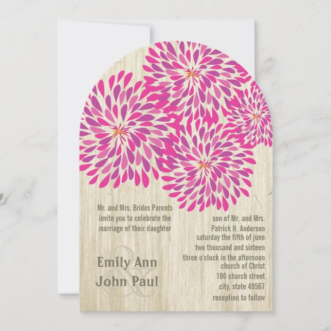 Modern Floral Chrysanthemum Wedding Invitations (Front)