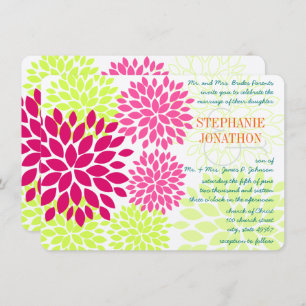 Modern Floral Chrysanthemum Wedding Invitations