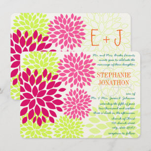 Modern Floral Chrysanthemum Wedding Invitations