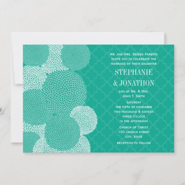 Modern Floral Chrysanthemum Wedding Invitations (Front)