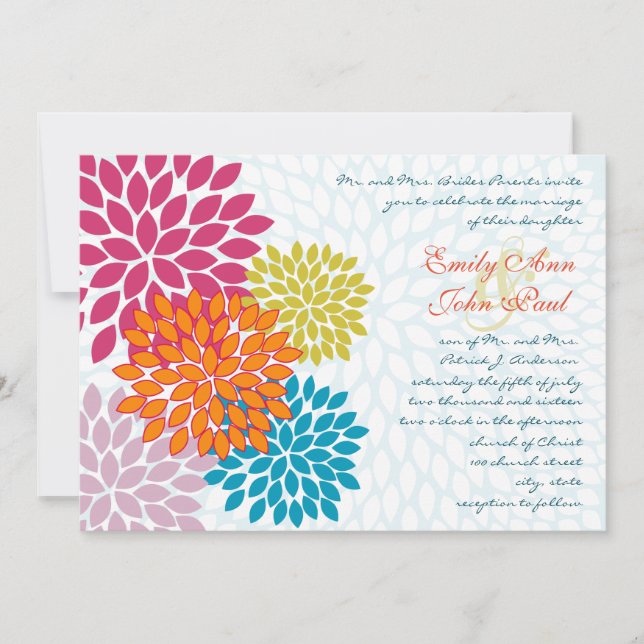 Modern Floral Chrysanthemum Wedding Invitations (Front)