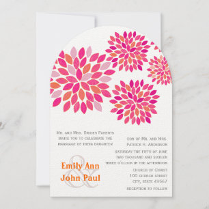 Modern Floral Chrysanthemum Wedding Invitations