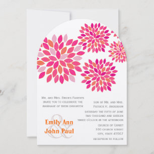 Modern Floral Chrysanthemum Wedding Invitations