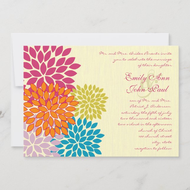 Modern Floral Chrysanthemum Wedding Invitations (Front)