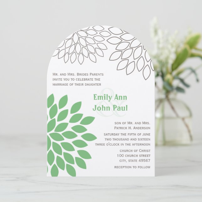 Modern Floral Chrysanthemum Wedding Invitations (Standing Front)