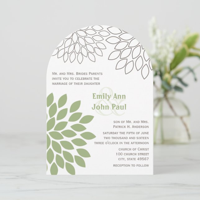 Modern Floral Chrysanthemum Wedding Invitations (Standing Front)