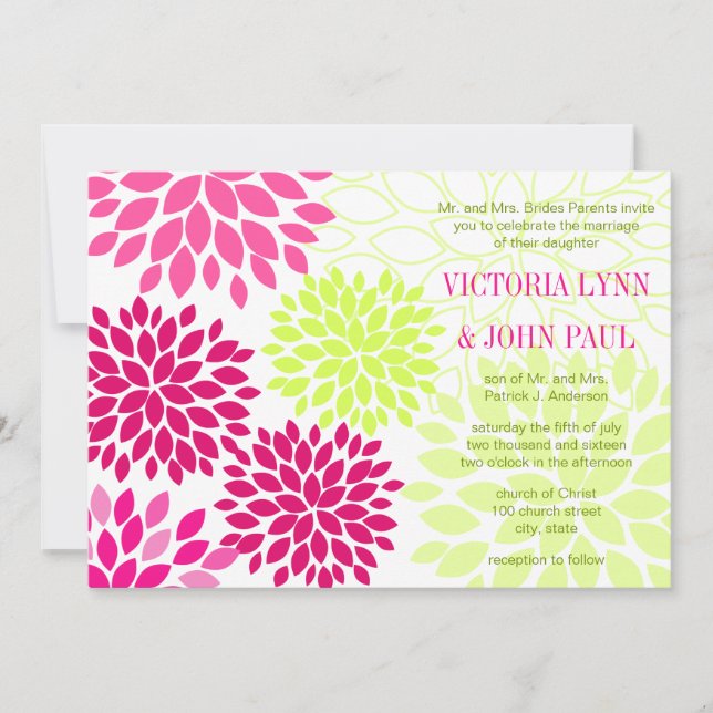 Modern Floral Chrysanthemum Wedding Invitations (Front)