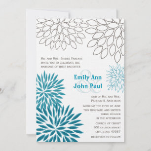 Modern Floral Chrysanthemum Wedding Invitations