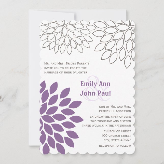 Modern Floral Chrysanthemum Wedding Invitations (Front)