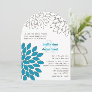 Modern Floral Chrysanthemum Wedding Invitations