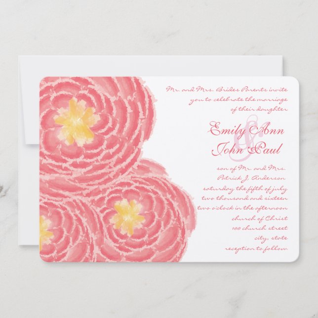 Modern Floral Chrysanthemum Wedding Invitations (Front)