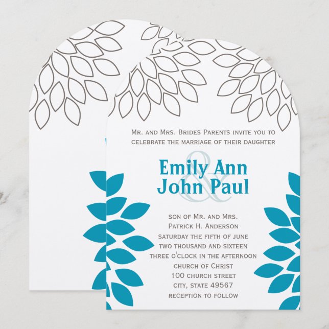 Modern Floral Chrysanthemum Wedding Invitations (Front/Back)