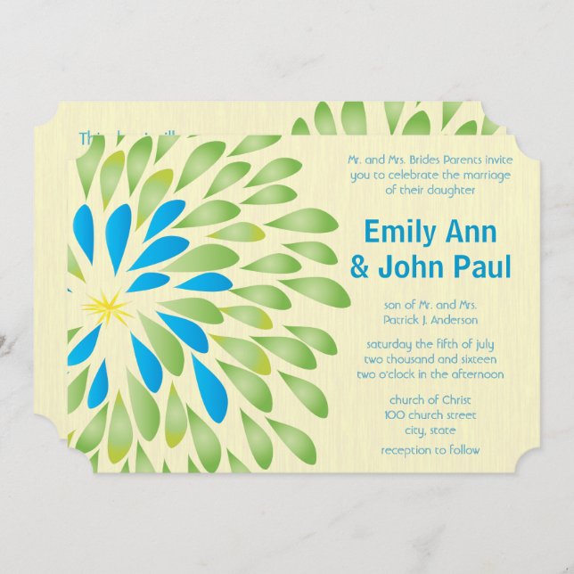 Modern Floral Chrysanthemum Wedding Invitations (Front/Back)