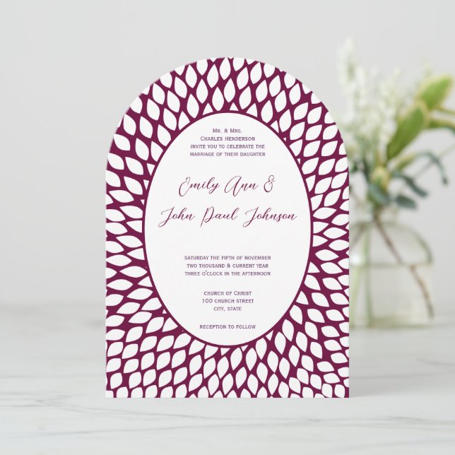 Modern Floral Chrysanthemum Wedding Invitations (Standing Front)