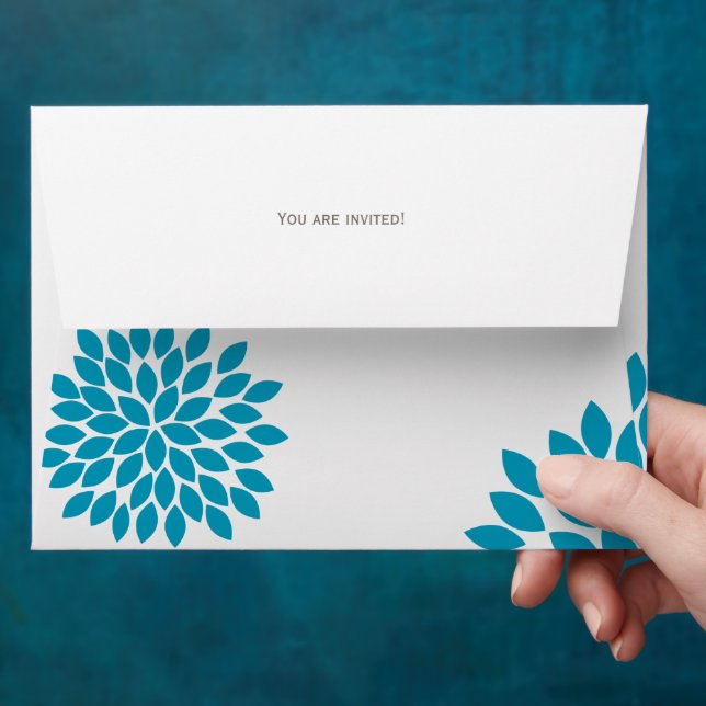 Modern Floral Chrysanthemum Wedding Invitations Envelopes (Hand)