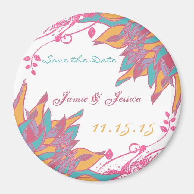 Modern Floral Chrysanthemum Wedding Invitations Magnet (Front)