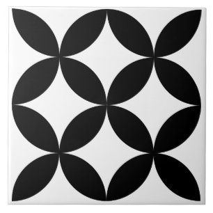 Modern Floral Circle Geometric Pattern Tile