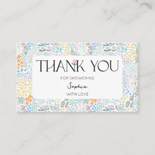 Modern Floral Colourful Baby In Bloom Baby Shower Business Card