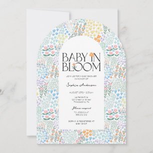 Modern Floral Colourful Baby In Bloom Baby Shower Invitation