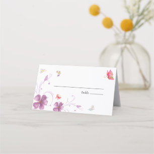 Modern Floral Colourful Butterflies Bridal Shower Place Card