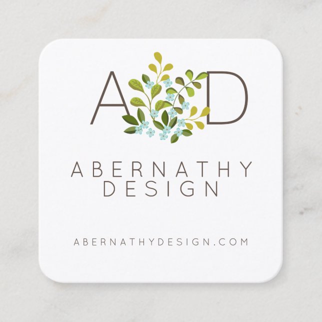 Modern Floral Contemporary Natural Design Card (Front)