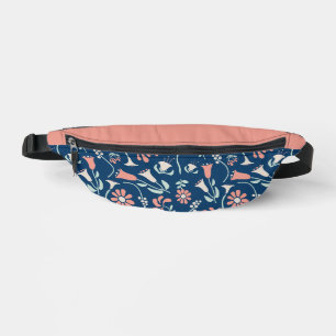 Modern Floral Coral, Navy, Mint Green Patterned Bum Bags