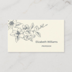 Modern Floral Cream Magnolia   QR Code  Business Card