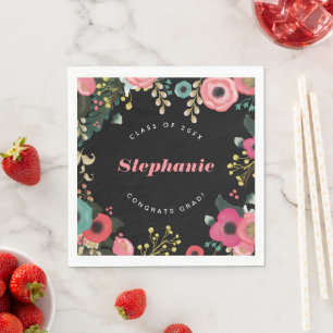 Modern Floral Custom Graduation Party  Napkin