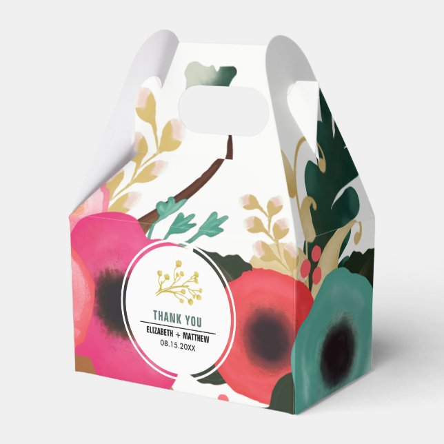 Modern Floral Custom Wedding Favour Boxes (Front Side)