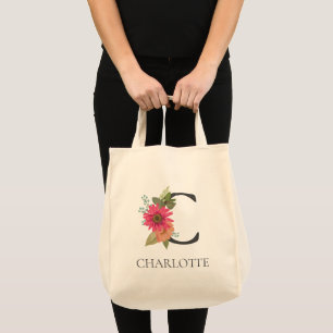 Modern Floral Customisable Monogrammed Mini Tote Bag