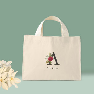 Modern Floral Customisable Monogrammed Mini Tote Bag
