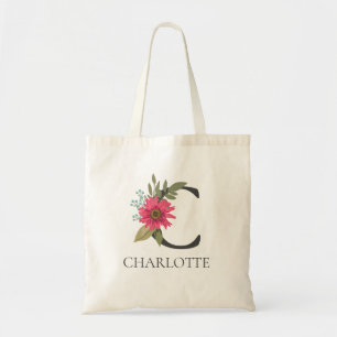 Modern Floral Customisable Monogrammed Tote Bag