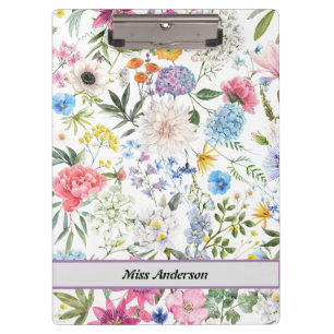 Modern Floral Customisable Teacher's  Clipboard
