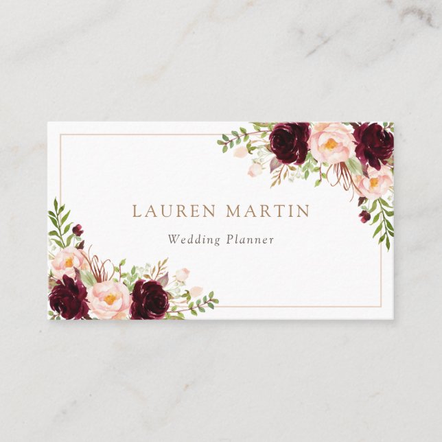 Modern Floral Customised Business Card (Front)