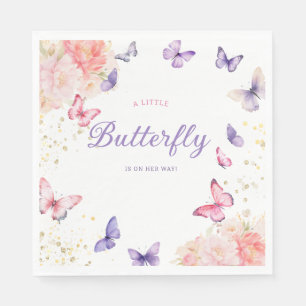 Modern floral Cute Butterfly girl Baby Shower Napkin