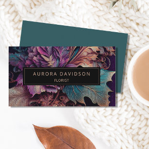 Modern Floral Dark Colourful Leaf Business Card