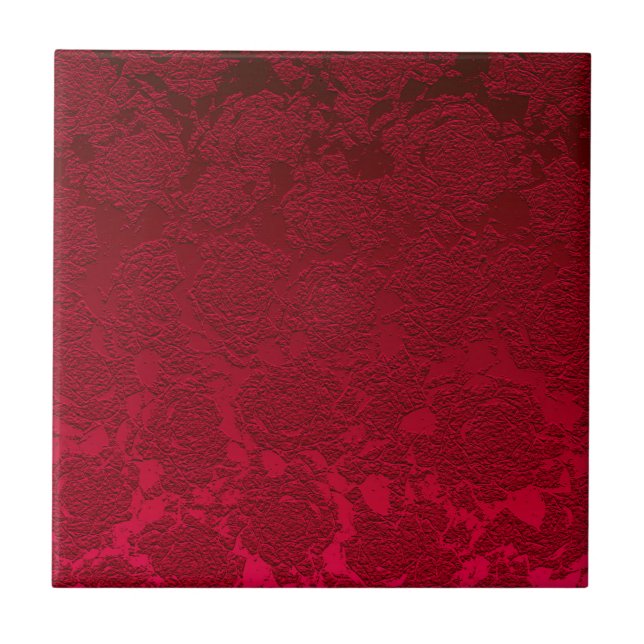 Modern Floral Decorative Red Girly Pattern Tile (Front)