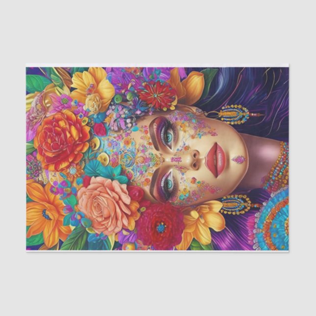 Modern Floral Decoupage Tissue Paper (Front)