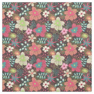 Modern Floral Design Fabric Pink and Brown Piece