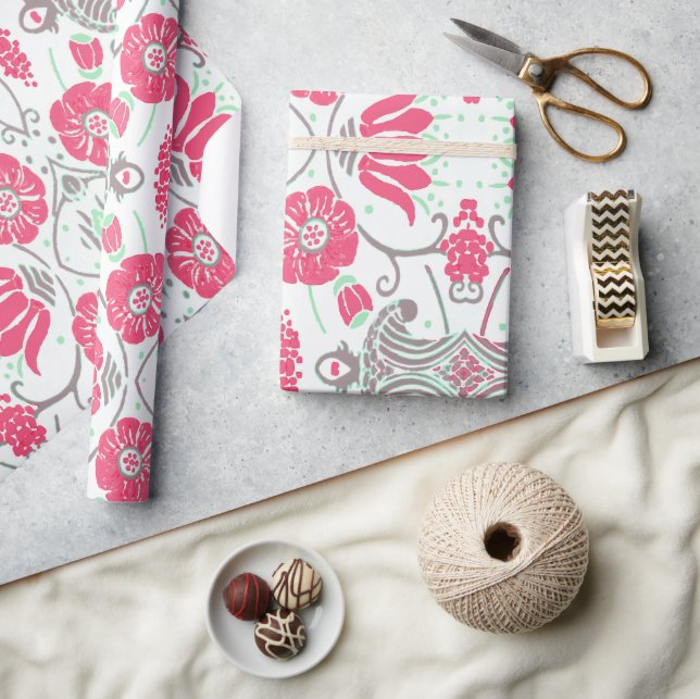 Modern Floral Design Holiday  Wrapping Paper (Crafts)