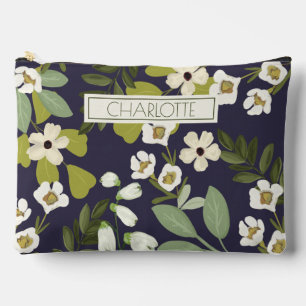 Modern Floral Design with Customizable Background Accessory Pouch