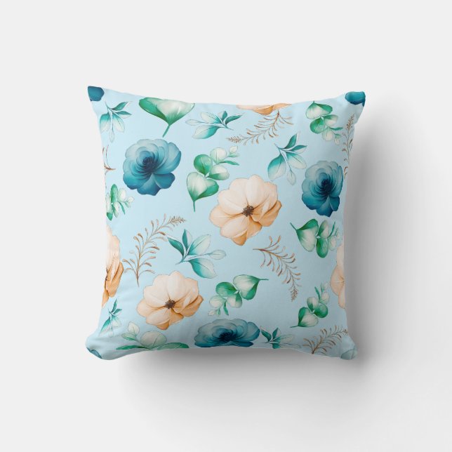 Modern Floral Design with Soft Natural Tones Cushion (Front)