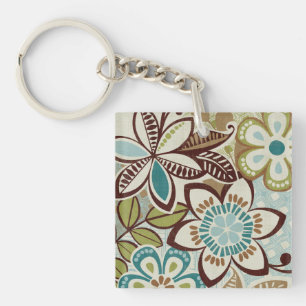 Modern Floral Designs Key Ring