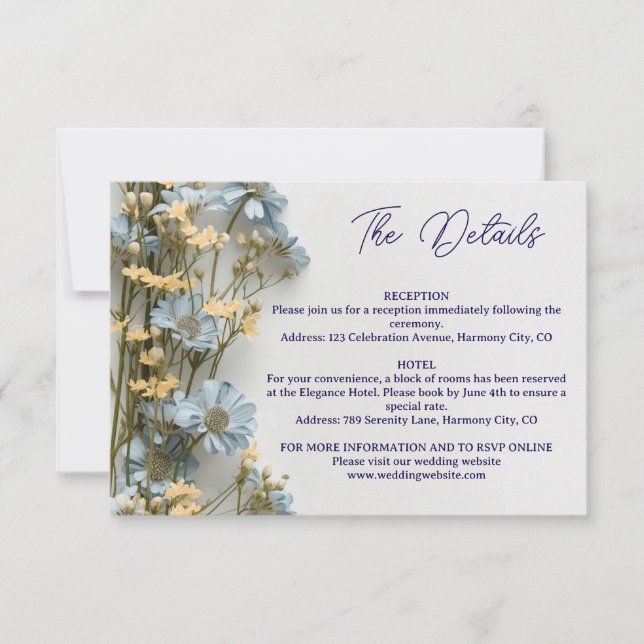 Modern Floral Details Enclosure Card (Front)