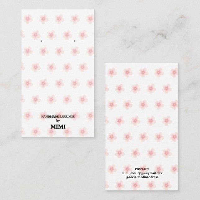 Modern Floral Earring Display  Business Card (Front/Back)