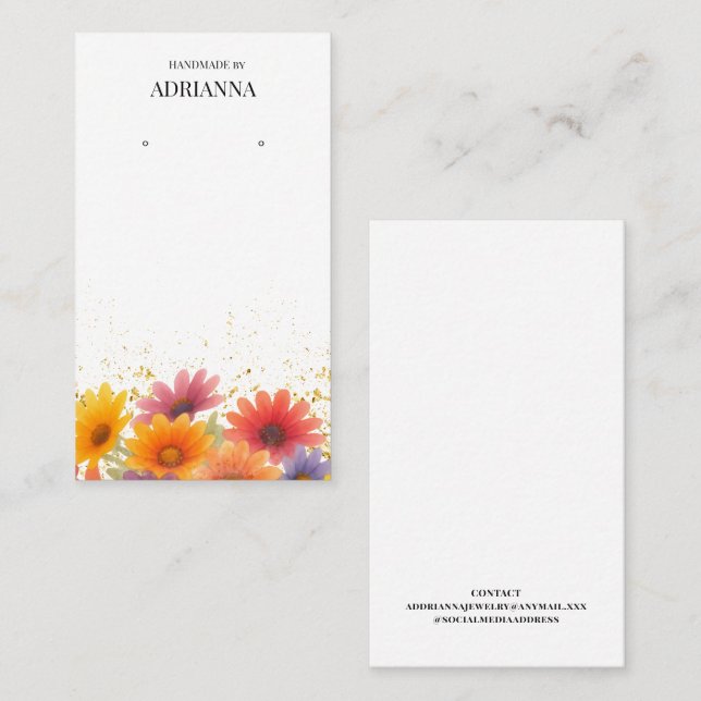 Modern Floral Earring Display  Business Card (Front/Back)