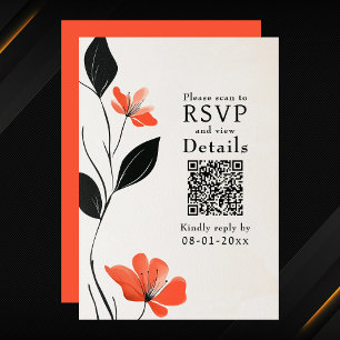 Modern Floral Elegance Bold Blooms QR Code Wedding RSVP Card